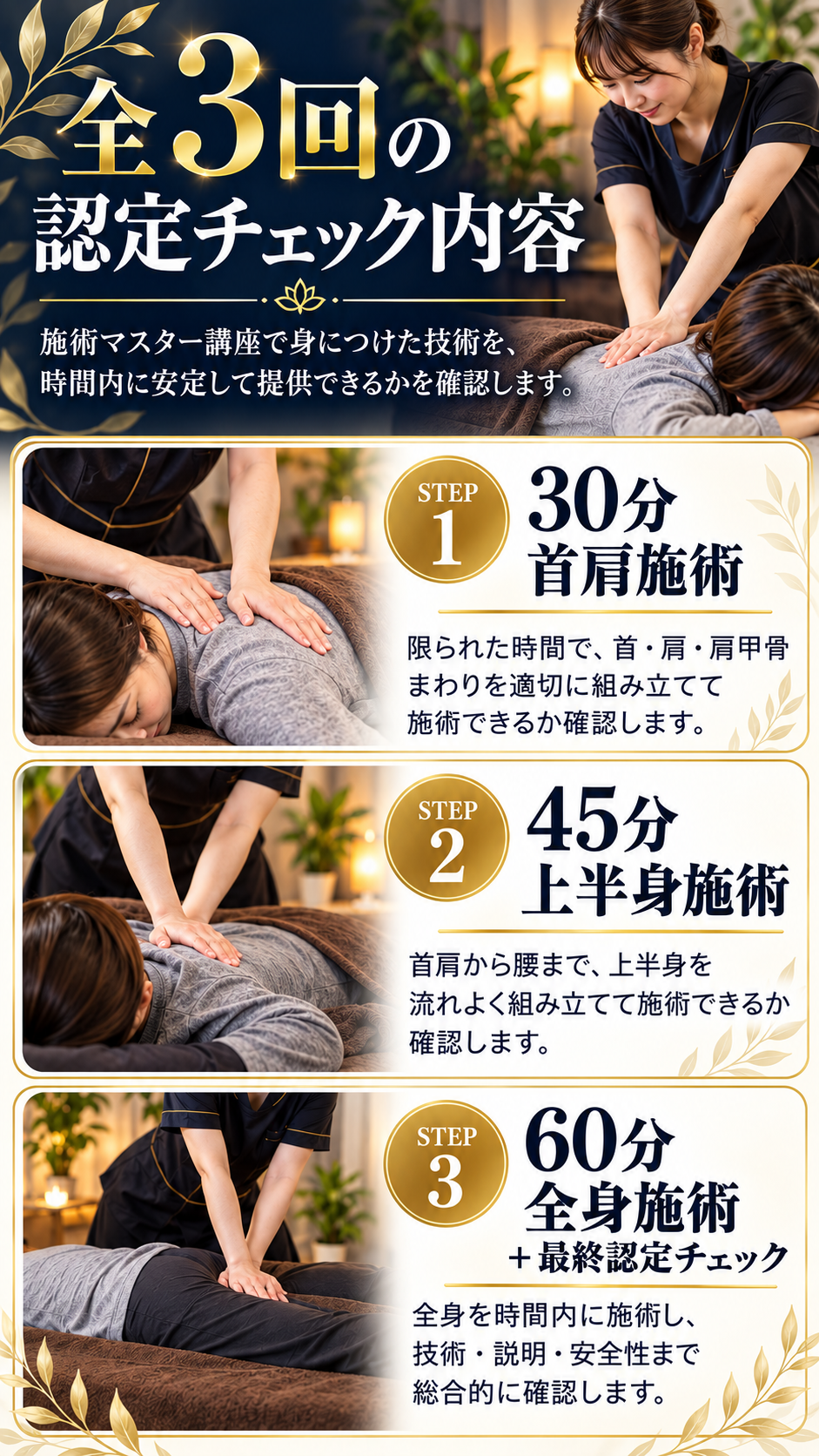 認定セラピスト講座　全3回の認定チェック内容